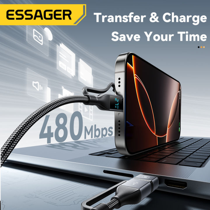 Essager%204%20In%201%20Digital%20Display%20USB%20Cable%20Type%20C%20100W%20PD%20Fast%20Charging%20Wire%20For%20iPhone%20Macbook%20iPad%20%20Type%20C%20Lighting%20Cable%20-%20Image%203