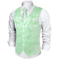 Fashion Tuxedo Suit Vest with Tie Handkerchief Blue Green Solid Red Black Silver Pink Paisley Luxury Waistcoat for Wedding Prom.