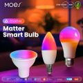 Tuya Matter WiFi Smart Bulb Dimmable Led Light 16 Million RGB Colors GU10 E27 E14 Candle Lamp Voice Control Alexa  Home. 