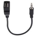 3.5mm black car Aux audio cable to USB audio cable car electronics for Play Music car audio cable USB headphone converter. 