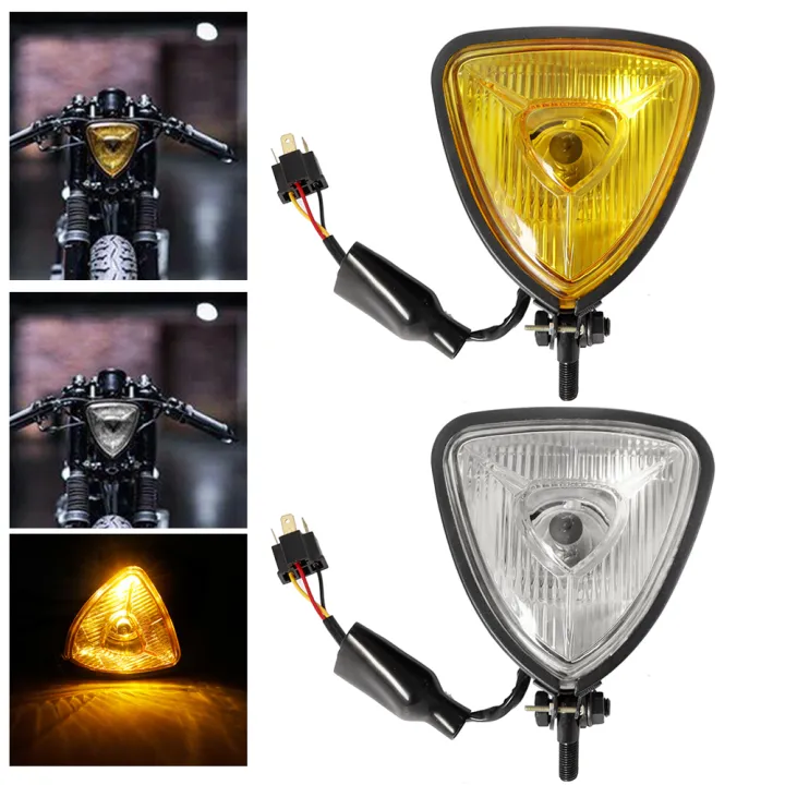 Motorcycle Universal Vintage Cafe Racer Head Lights Retro Triangle ...