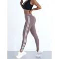 Yoga Leggings Women Striped Slim Sports Pants High Waist Hip Liftting Casul Tights Workout Running Stretchy  Gym Leggings. 