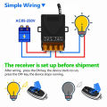 Relay Receiver + On/Off Transmitter AC 220V 20A 1CH 433Mhz Wireless Remote Control Switch RF For Electric Appliance Lamp.