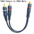 Line Cooper Wire 2 RCA Female To 1 RCA Male Splitter Cable Audio Splitter Distributor Converter Speaker Gold Cable Cord. 