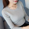 Casual Solid Sweater Women Knitted Slim White Pullover Long Sleeve Tops 2024 Autumn Winter Butterfly Neck Jumper Female 7167 50. 