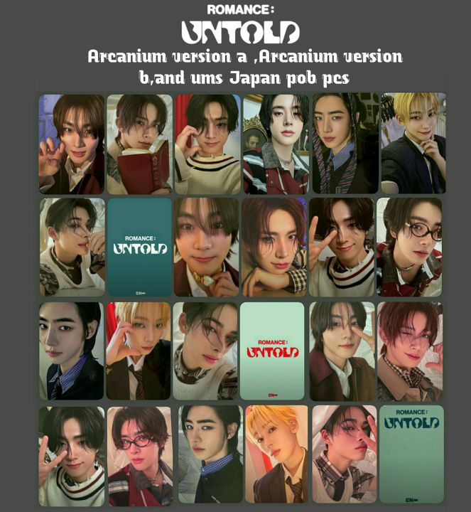 enhypen romance untold Arcanium version A, arcanium version B and UMS Japan pob photocards double sided set of 21
