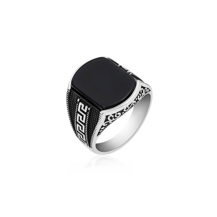 Turkish-Style Italian Ring for Men – Black Stone Model | Daraz.pk