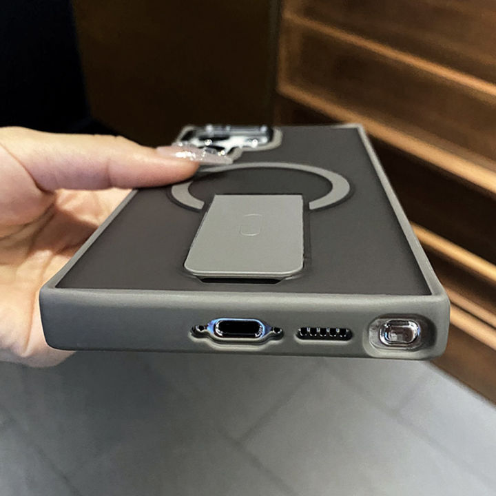 Luxury%20Magnetic%20Wireless%20Charge%20For%20Magsafe%20Case%20For%20%20%20S25%20S23%20Ultra%20S24%20Plus%20FE%20Folding%20Stand%20Holder%20Matte%20Cover%20-%20Image%206