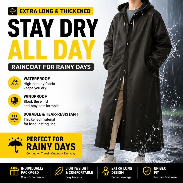 Long Raincoat Full Body Rainstorm Proof Adult Thickened Travel New Portable One-Piece Poncho