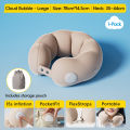 1PC Inflatable Travel Neck Pillow for Airplane Train Car Washable Pillowcase U Shaped Office Napping Pillow, Adjustable and Soft.