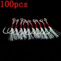 20/100pcs Slow Jigging Fishing Cast Jigs Assist Hook Barbed Single Jig Hooks Thread Feather Pesca High Carbon Steel Fishing Lure.