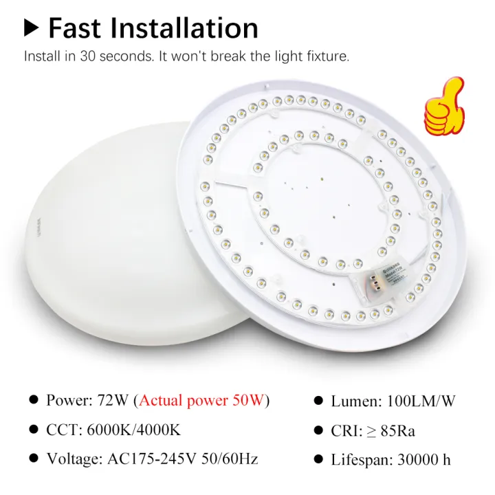 Led Panel 220V Ceiling Light Replacement Led Module 72W Round Circle ...