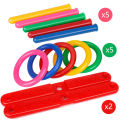 Colorful Plastic Sport Ring Toss Game Set with 5 Rings Birthday Party Throwing Backyard Games for Kids Adults Educational Toys ﻿. 