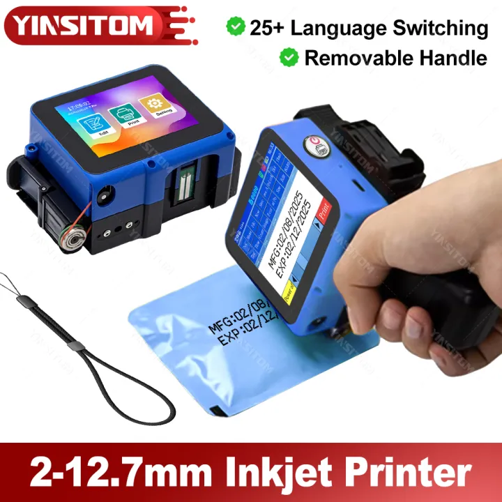 Mini Inkjet Date Coding Printer 12.7mm Handheld Inkjet Printer Mini Portable Batch Code Date Number ...