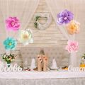 6 pcs Paper Flowers Pink Purple Ivory Light Blue Pastel Artificial Crepe Tissue Wall Home Décor Wedding Birthday Bridal Baby. 