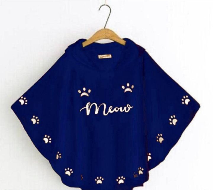 Round%20Style%20Meow%20Printed%20%20Hooded%20Poncho%20For%20Women's%20-%20Image%204
