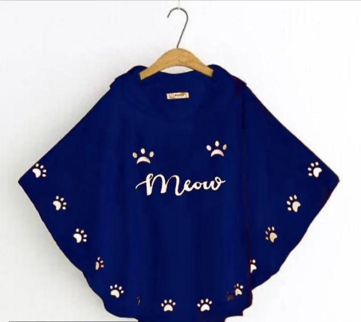 Round%20Style%20Meow%20Printed%20%20Hooded%20Poncho%20For%20Women's%20-%20Image%204