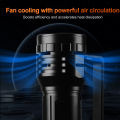 High power aluminum alloy Large flashlight Real high lumens Rechargeable led Lantern  with smart air fan cooling system. 