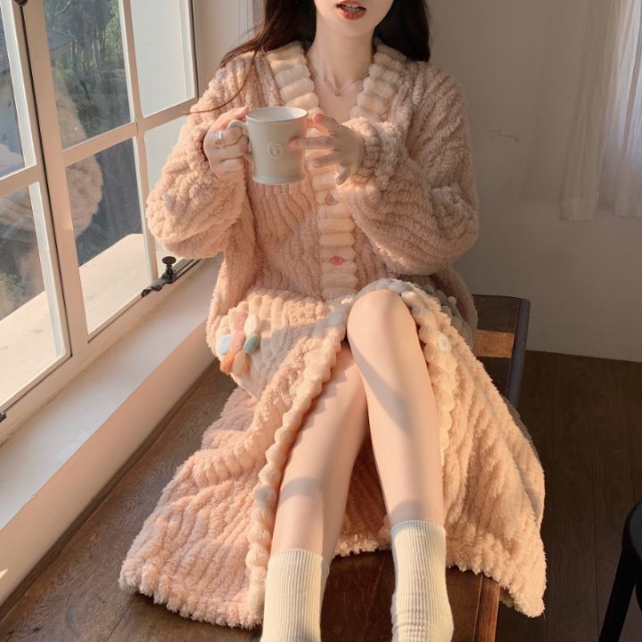 1pcs%20Coral%20Velvet%20Rainbow%20Flower%20Bathrobe%202025%20New%20Winter%20Loose%20Warm%20Cute%20Long%20Sweet%20Cardigan%20Home%20Wear%20Pajamas%20-%20Image%204