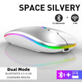 Tablet Phone Computer Bluetooth Wireless Mouse Rechargeable RGB Backlight Mice for iPad PC Laptop Tablet Phone 2.4GHz USB Mouse. 