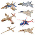 DIY Wooden 3D Fighter Jigsaw Puzzle Kit Handmade Airplane Model Assembly Toy for Children Kids Flying Plane Craft . 