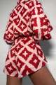 2026 New Autumn Women Loose Casual Print Strap Jumpsuit Red Print Bow Tie Turndown Collar Loose Bodysuit  Outfits Streetwear. 