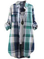 Plus Size Cotton Mid Length Plaid Print Women Autumn Shirts Casual Female Korean Fashion Long Sleeve Single-breasted Blouses. 