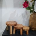 Mini Wooden Table for Small Plants Real Wood, Home Decoration, Available in Packs of 1 and 4. 