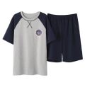 Men Pajama Set Cotton Short Sleeve Shorts Casual Striped Nightwear Loungewear Two-Piece Set Plus Size Summer Man Sleepwear.