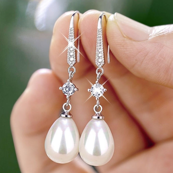 Huitan%20White%20Imitation%20Pearl%20Dangle%20Earrings%20for%20Women%20Temperament%20Bridal%20Wedding%20Ear%20Accessories%20Anniversary%20%20New%20Jewelry%20-%20Image%203