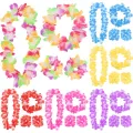 4pcs/set Hawaiian Flower Lei Hula Necklace Garland Headband Wristbands Wedding Decorations Beach Tropical Party Supplies. 