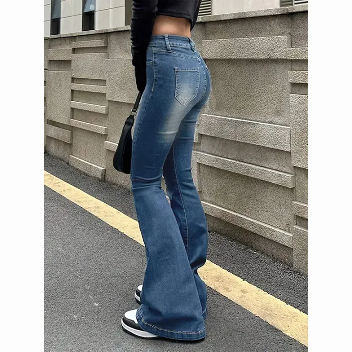 2025%20Girls%20Concise%20Ins%20High%20Waist%20Flared%20Jeans%20Female%20Stretchy%20Bootcut%20Denim%20Pants%20Women%20Solid%20Color%20Thin%20Bell%20Bottoms%20Trousers%20-%20Image%203