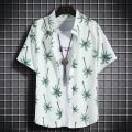 Hawaiian beach shirts Men's short-sleeved casual shirts Seaside vacation quick-drying clothes Loose floral tops. 