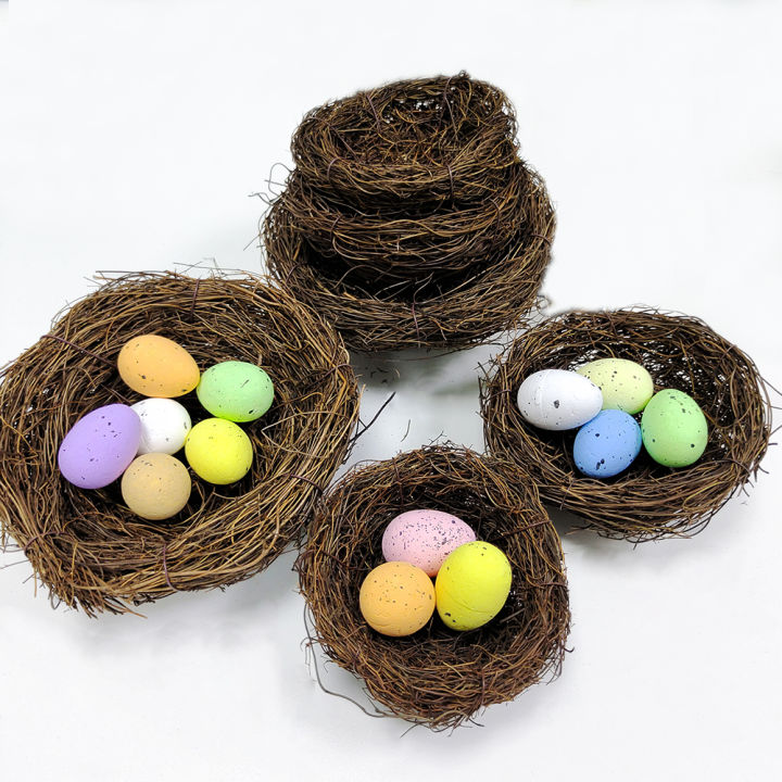 10/12/15cm Easter Rattan Artificial Bird Nest Brown Handmade DIY Egg Nest Crafts For Home Garden Happy Easter Party Decoration