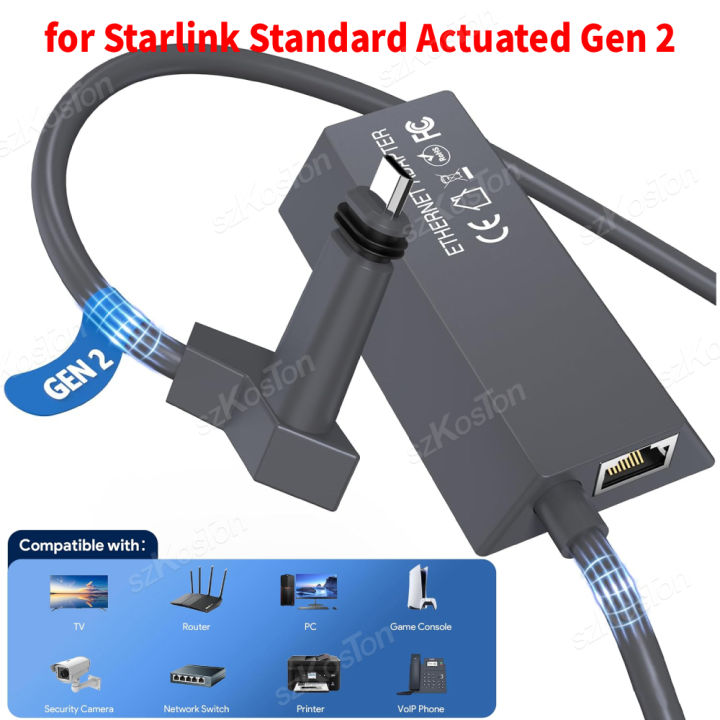 Ethernet Adapter for Starlink Standard Actuated Gen 2 Wired External Network RJ45 Gigabit Ethernet Adapter for Starlink V2 