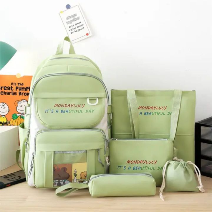 4%20/%205%20pcs%20aesthetic%20Preppy%20%20Backpack%20Set%20of%20multiple%20-%20Image%209
