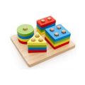 Wooden block puzzle with Triangle circle square shaped block for kids brain development toys game.