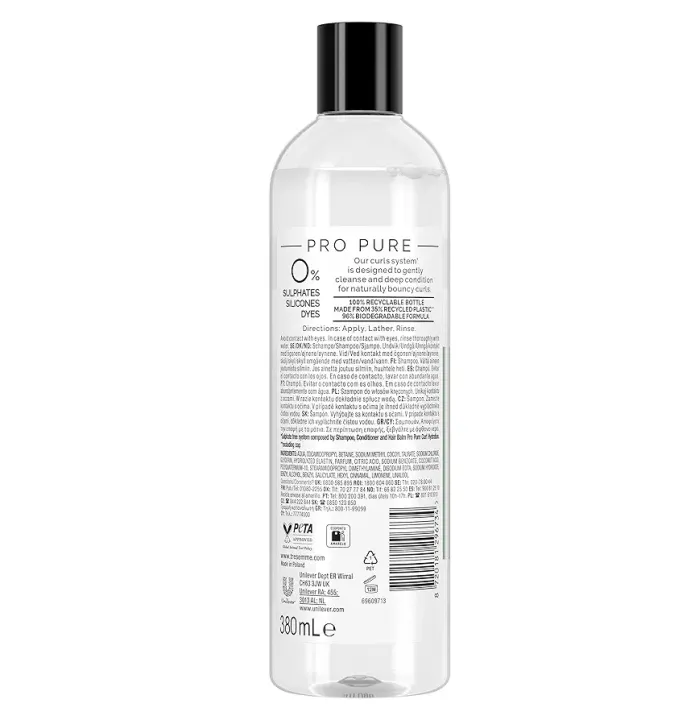 TRESemm%C3%A9%20Pro%20Pure%20Hydration%20Shampoo%20for%20Curly%20or%20Wavy%20Hair%20Sulfate%20Free,%20Silicone%20Free,%20Paraben%20Free,%20Curly%20Method%20380%20ml%20-%20Image%203
