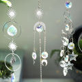 4 Pcs Silver Metal Boho Dreamcatcher Crystal Pendant Hanging Sun Catcher Crystal Suncatcher Garden Outdoor Decors Girl's . 