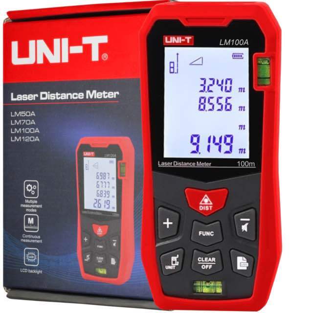 UNI-T LM100A Laser Rangefinder Laser Distance Meter Digital Range Finder Tape Measure
