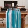VIKAMA Trendy Turquoise Abstract Line Print Table Runner, For Kitchen, Dining Table, Dining Room, Spring Party Table Home Decor. 