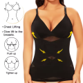Women Compression Corset V Neck Cross Mesh Body Shaper Seam-free Tank Top Tummy Control Underwear Slimming Camisole Bustier.