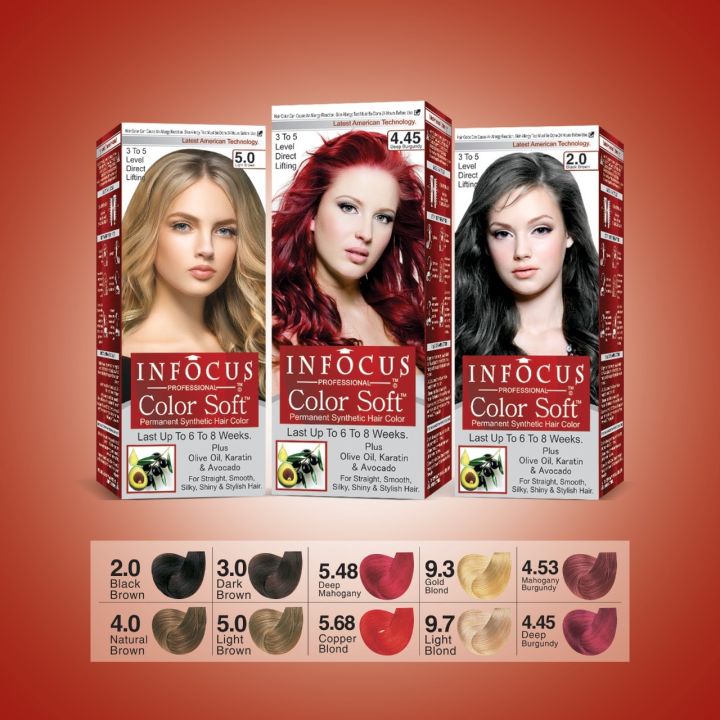 Infocus Hair Color, Fully Synthetic and Permanent Color, 10 Shades
