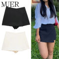 MUJER 2025 Asymmetric Skort For Women Black High Waist Mini Skirt Shorts Women Casual Bermuda Shorts Woman Summer Skirt Shorts. 