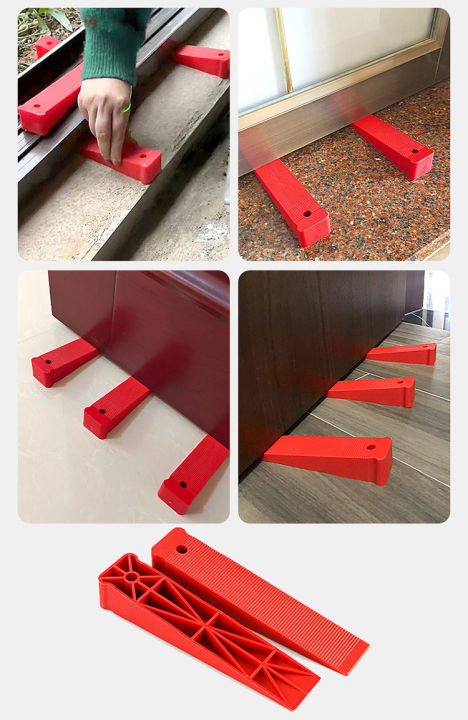 Plastic wedge mounted door frame and window frame, installation of plastic wedge door frame, leveling installation of door frame-aluminum work window and not work.