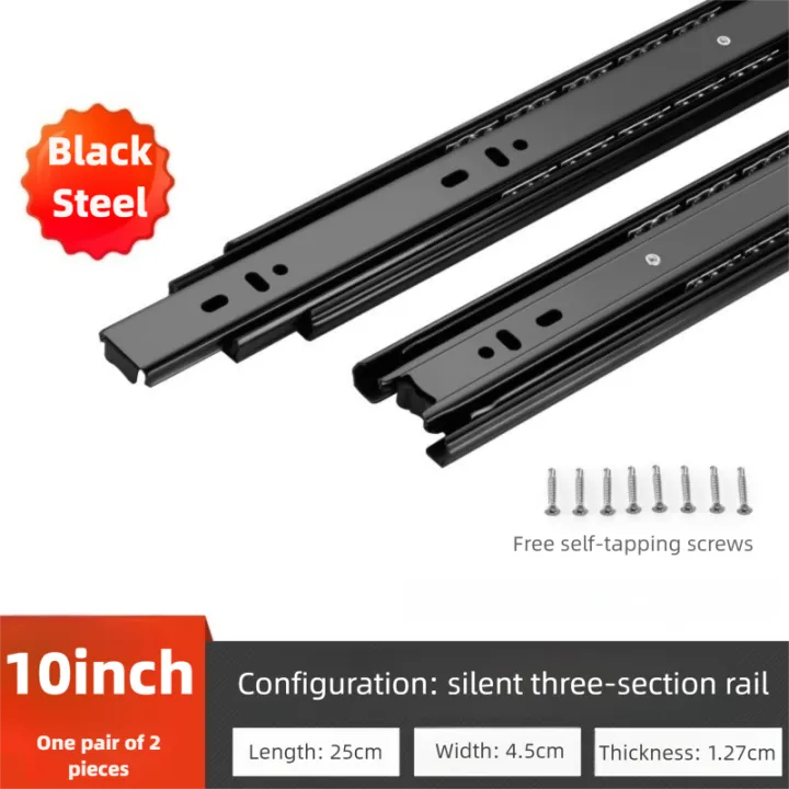 Heavy duty cold-rolled steel drawer slide rail -3-section soft closing ...