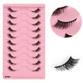 Z'LRAQI BEAUTY half eye 10 pairs Fox eye makeup False eyelashes Sweet cool style suitable for light makeup. 