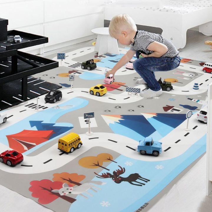130*100CM Baby Play Mat City Traffic Road Map Mat & Road car sign ...