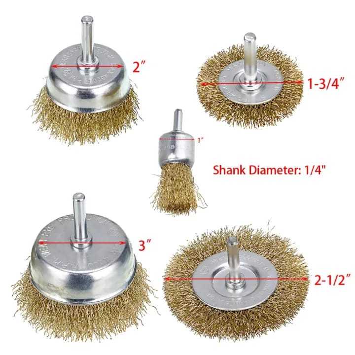 5pcs Steel Brass Wire Brush Wheel Cup