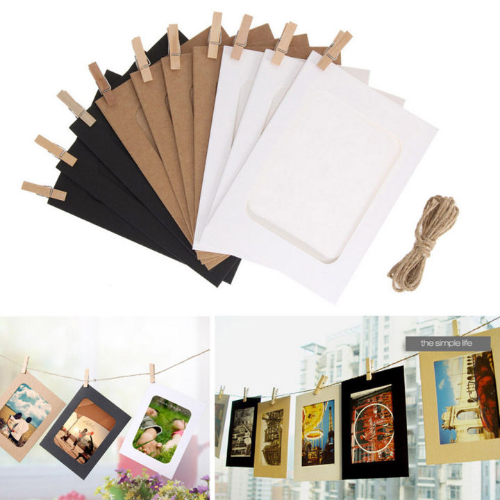 Paper Frame Selling 10pcs/set Combination Paper Frame With Clips DIY Kraft Paper Picture ...